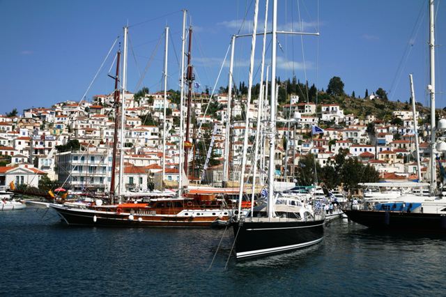 Poros Island - Classic sailing yachts in harbour